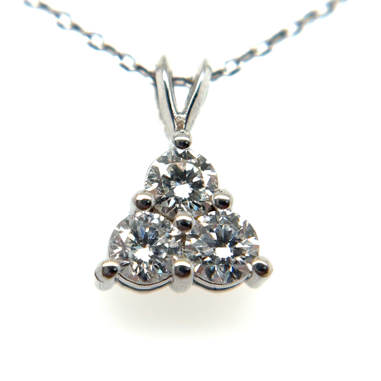 Tri Diamond Pendant Necklace