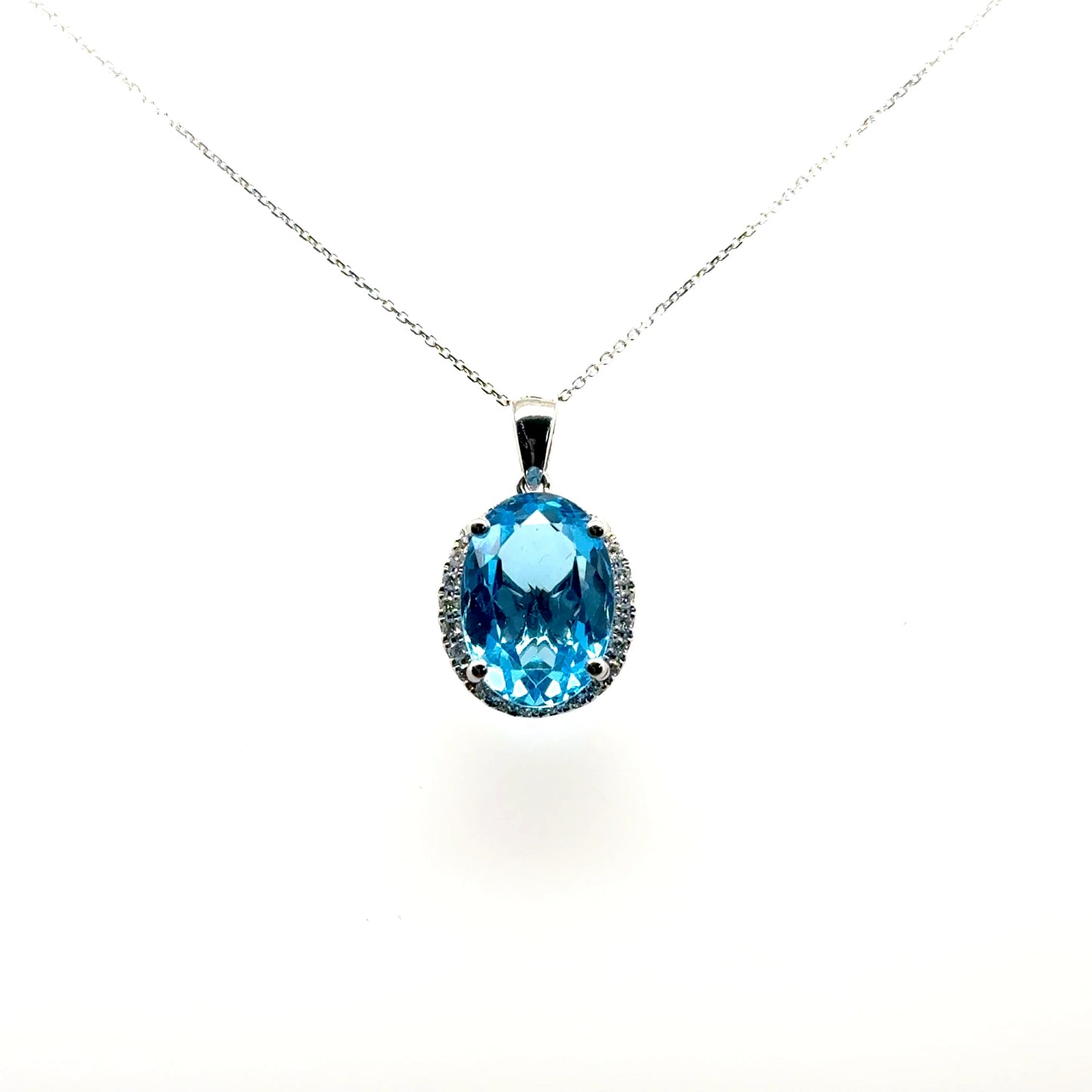 Oval Blue Topaz Pendant