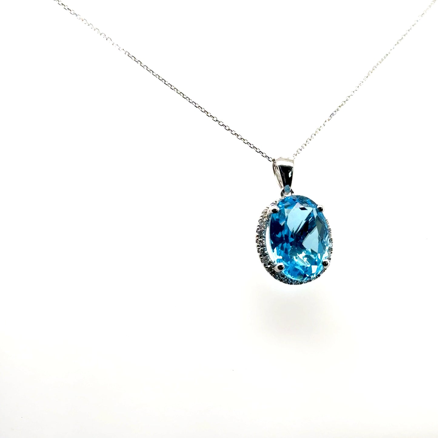 Oval Blue Topaz Pendant