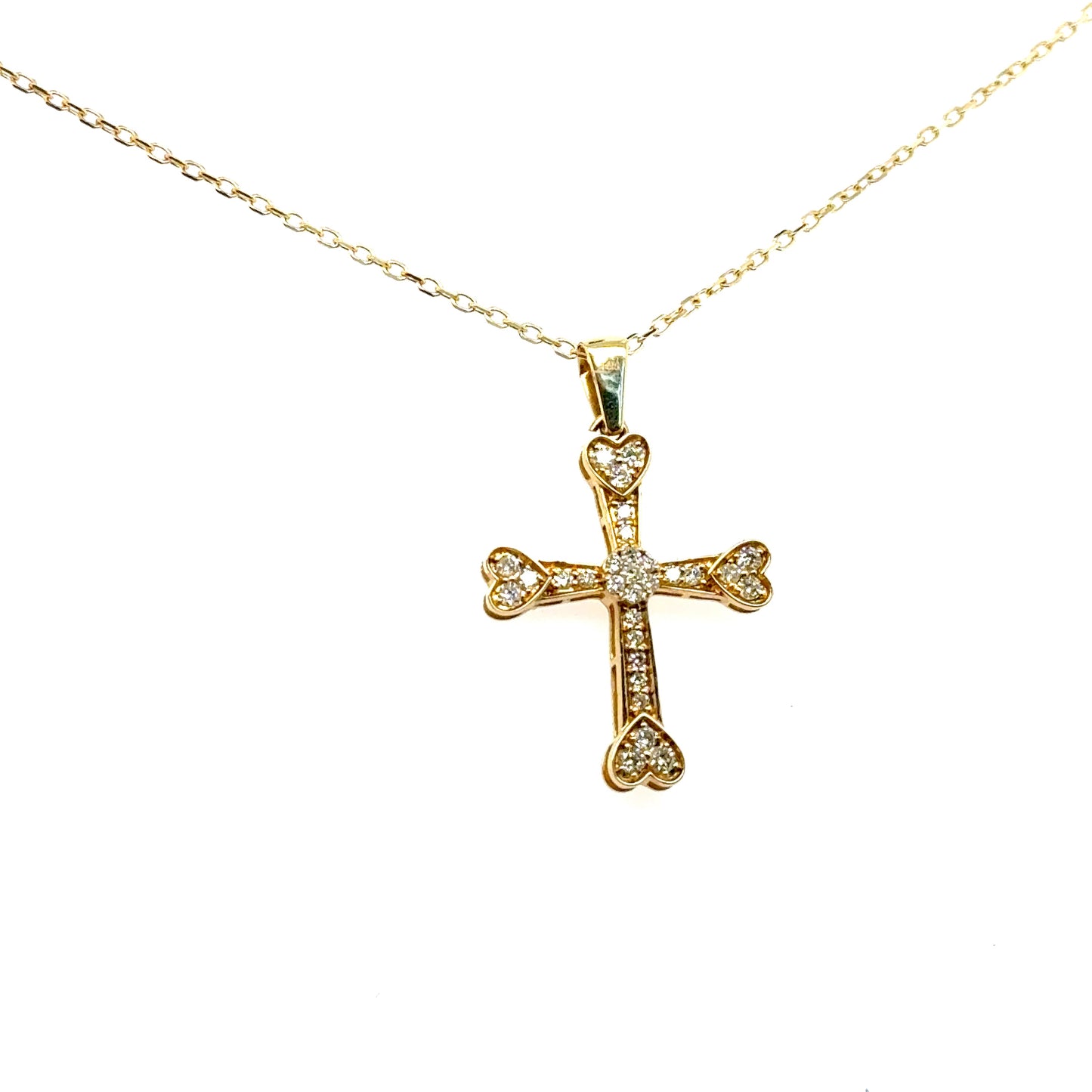 Golden Heart End Cross Pendant
