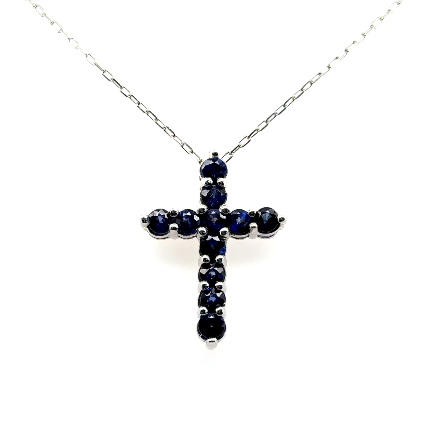 Sapphire Glow Cross Pendant
