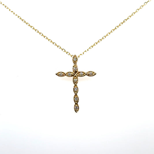 Golden Wave Cross Pendant