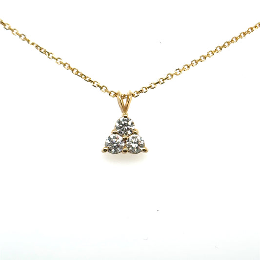 Tri Diamond Pendant Necklace
