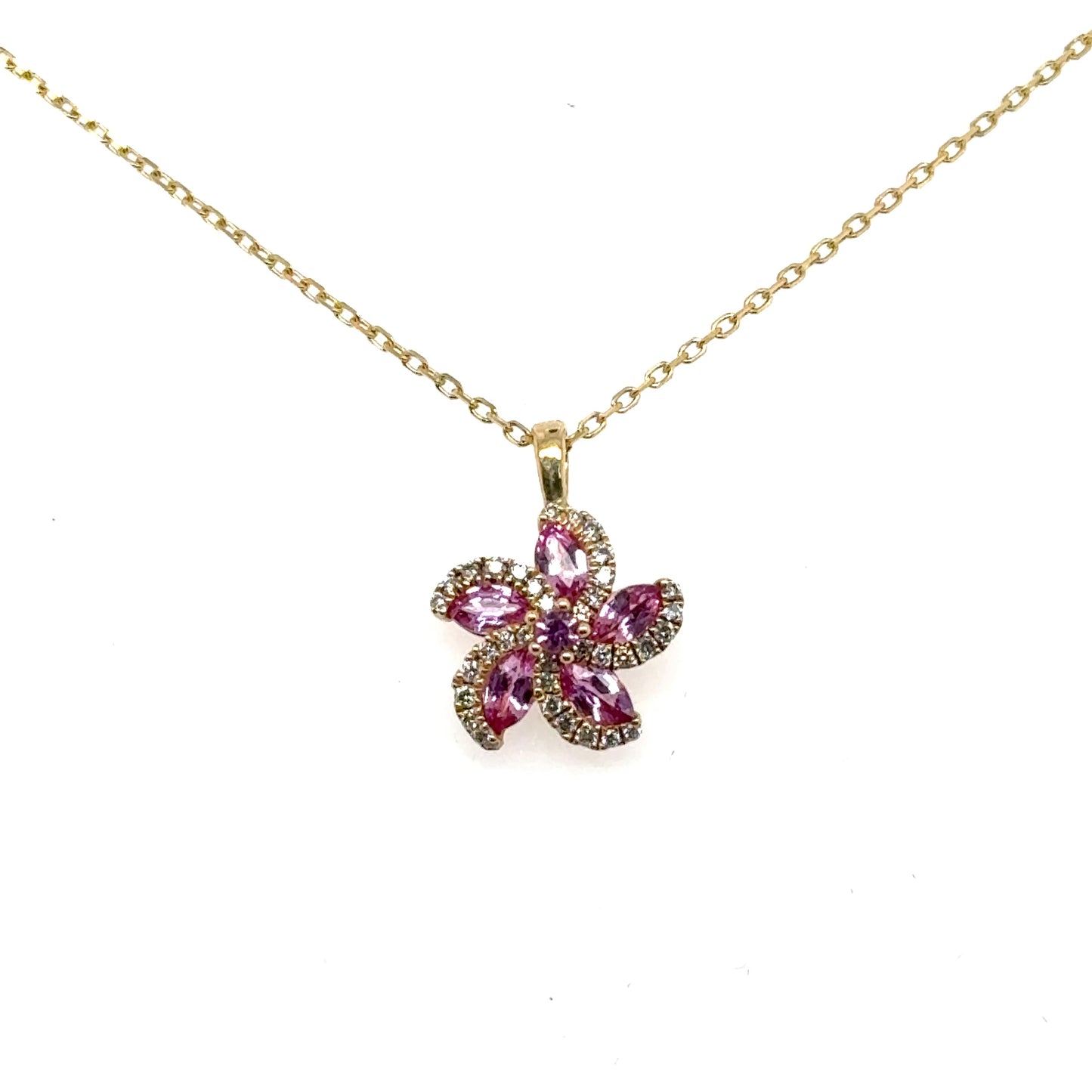 Pink Sapphire Flower Pendant