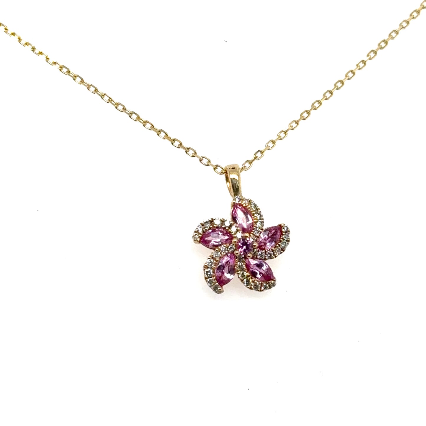 Pink Sapphire Flower Pendant