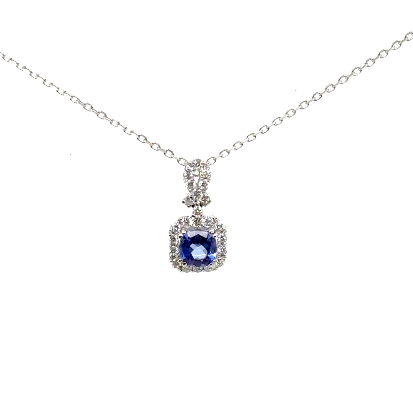 Tanzanite Halo Drop Pendant